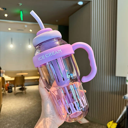 1200ML Large Capacity Water Bottle, Outdoor Sport Travel Bottle, Cute Portable Straw Water Bottle
