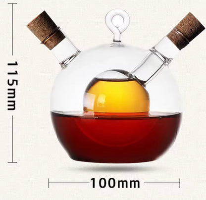 2 In 1 Glass Oil Bottle , Multipurpose Glass Bottle Jar, Creative Double Mouth Glass Seasoning Oil Pot, Double Oil Dispenser With Cork