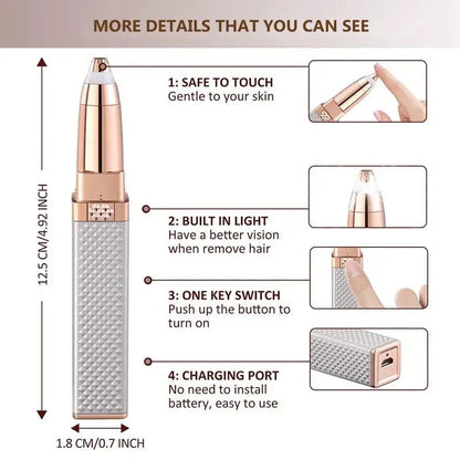 2 In 1 Facial Epilator, New Electric Eyebrow Trimmer, Portable Hair Remover, Painless Shaver for Women Bod, Facial Eyebrow Trimmer, USB Rechargeable Hair Shaving Device