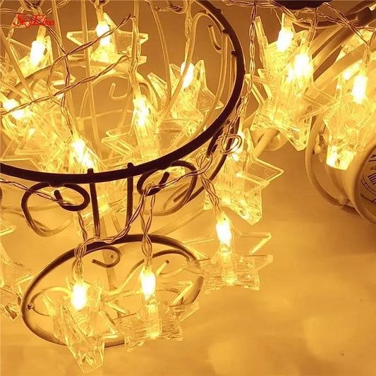 10 Pcs Led Photo Clip String Lights, Outdoor Heart-Shaped Fairy Lights, Curtain String Light Heart Shaped LED String Lights