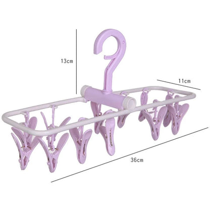 12 Clip Folding Drying Rack, Multifunctional Foldable Drying Hanger, Socks & Clothes Clamps Dryer