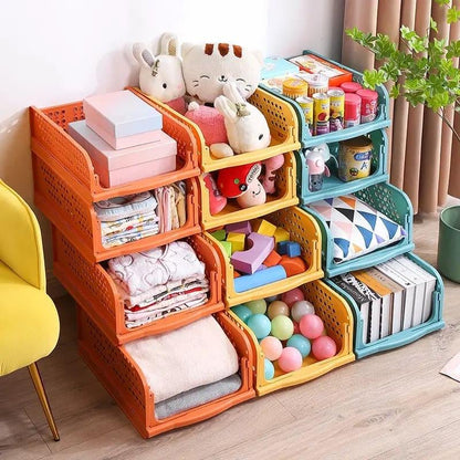 1 Pcs New Stacking Wardrobe, Foldable Clothes Storage Rack, Kitchen Gap Organizer Shelf, Toy Snack Book Storage Basket Closet Storage Bin, Wardrobe Shelf Drawer Organizer, Clothes Pants Drawer Separation Storage Box, Plastic Layered Storage Rack Yahan Sab Behtar Hai!
