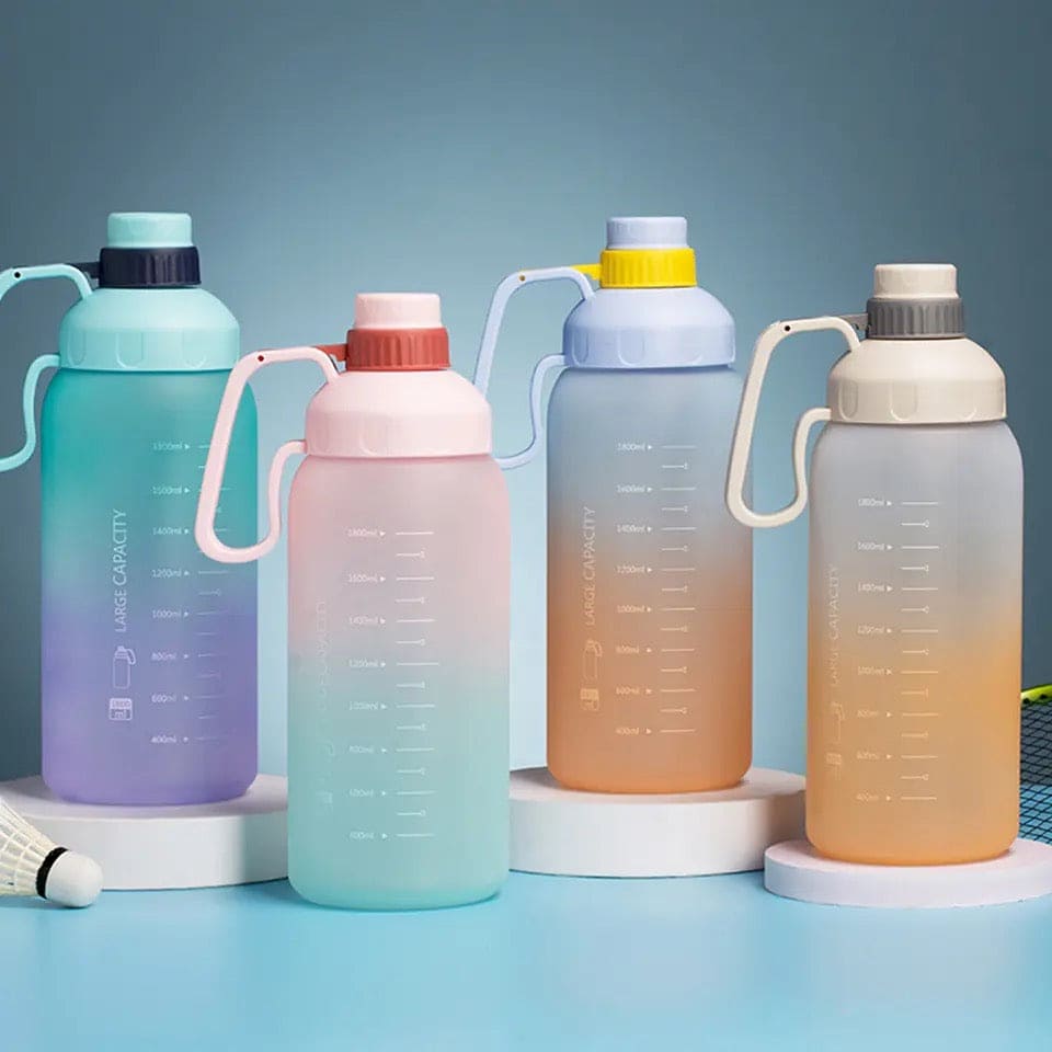 1.8L Rainbow Water Bottle, Motivational Water Bottle, Portable Large Capacity Water Dispenser Bottle, Sports Gradient Water Cup, Leakproof Reusable Water Bottle for Sports Fitness