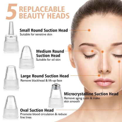 Electric Blackhead Remover, Vacuum Acne Cleaner, Black Spots Removal Device, Pore Cleaner Machine, Skin Care Tools, 5 Heads Suction Machine,  Vacuum Electric Black Head Extractions Tool, Electric Facial Pore Cleaner, Exfoliating Beauty Device