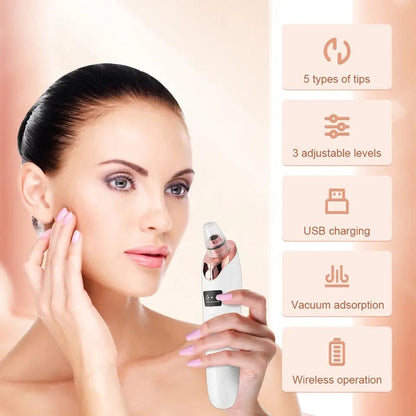 Electric Blackhead Remover, Vacuum Acne Cleaner, Black Spots Removal Device, Pore Cleaner Machine, Skin Care Tools, 5 Heads Suction Machine,  Vacuum Electric Black Head Extractions Tool, Electric Facial Pore Cleaner, Exfoliating Beauty Device