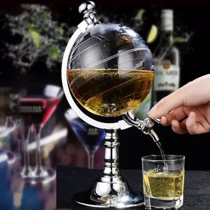 1500ml Globe Shape Dispenser With Funnel And Stopper, Decanter Dispenser For Drinks, World Map Liquor Dispenser