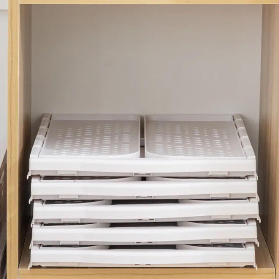 1 Pcs New Stacking Wardrobe, Foldable Clothes Storage Rack, Kitchen Gap Organizer Shelf, Toy Snack Book Storage Basket Closet Storage Bin, Wardrobe Shelf Drawer Organizer, Clothes Pants Drawer Separation Storage Box, Plastic Layered Storage Rack Yahan Sab Behtar Hai!