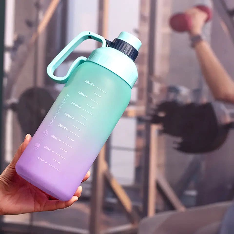 1.8L Rainbow Water Bottle, Motivational Water Bottle, Portable Large Capacity Water Dispenser Bottle, Sports Gradient Water Cup, Leakproof Reusable Water Bottle for Sports Fitness