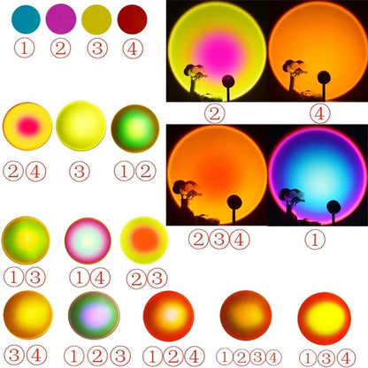 15 in 1 Rainbow Sunset Lamp, Led Projector Night Light, Rgb Controllable 360° Rotated Romantic Visual, Almunium Lens Sunset Projection Lamp, Wall Decoration USB Operate Rainbow Sunset Projector Lamp