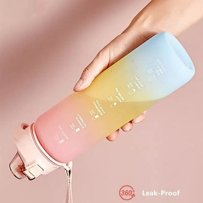 1L Fashion Large Capacity Sport Plastic Drinking Bottle, Time Marker Fitness Jug, Kettle Gym Water Drinking Bottle