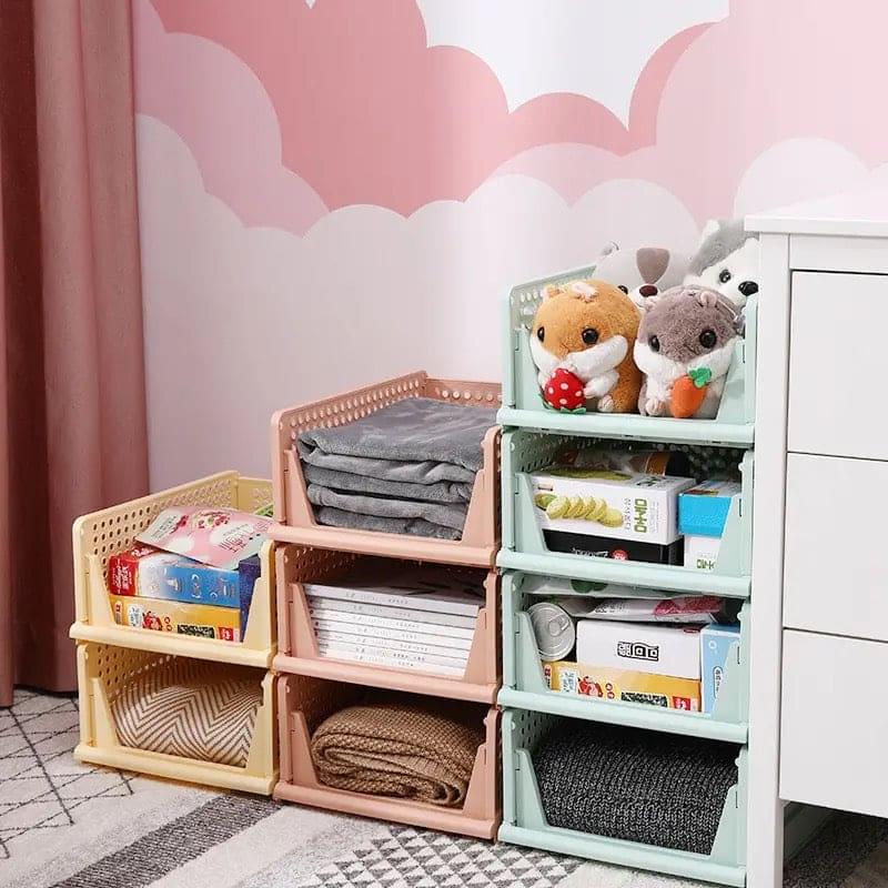 1 Pcs New Stacking Wardrobe, Foldable Clothes Storage Rack, Kitchen Gap Organizer Shelf, Toy Snack Book Storage Basket Closet Storage Bin, Wardrobe Shelf Drawer Organizer, Clothes Pants Drawer Separation Storage Box, Plastic Layered Storage Rack Yahan Sab Behtar Hai!