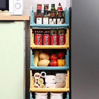 1 Pcs New Stacking Wardrobe, Foldable Clothes Storage Rack, Kitchen Gap Organizer Shelf, Toy Snack Book Storage Basket Closet Storage Bin, Wardrobe Shelf Drawer Organizer, Clothes Pants Drawer Separation Storage Box, Plastic Layered Storage Rack Yahan Sab Behtar Hai!
