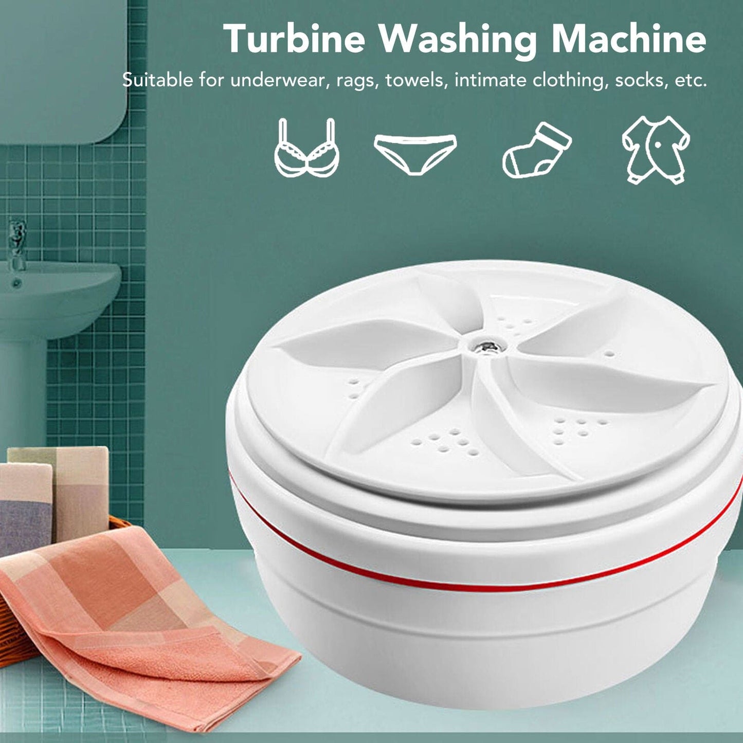 2 in 1 Ultrasonic Turbo Washing Machine, Portable Travel Washer, Air Bubble And Rotating Mini Ultrasonic Washing Machine,  Portable Removes Dirt Washer, USB Cable Machine for Travel